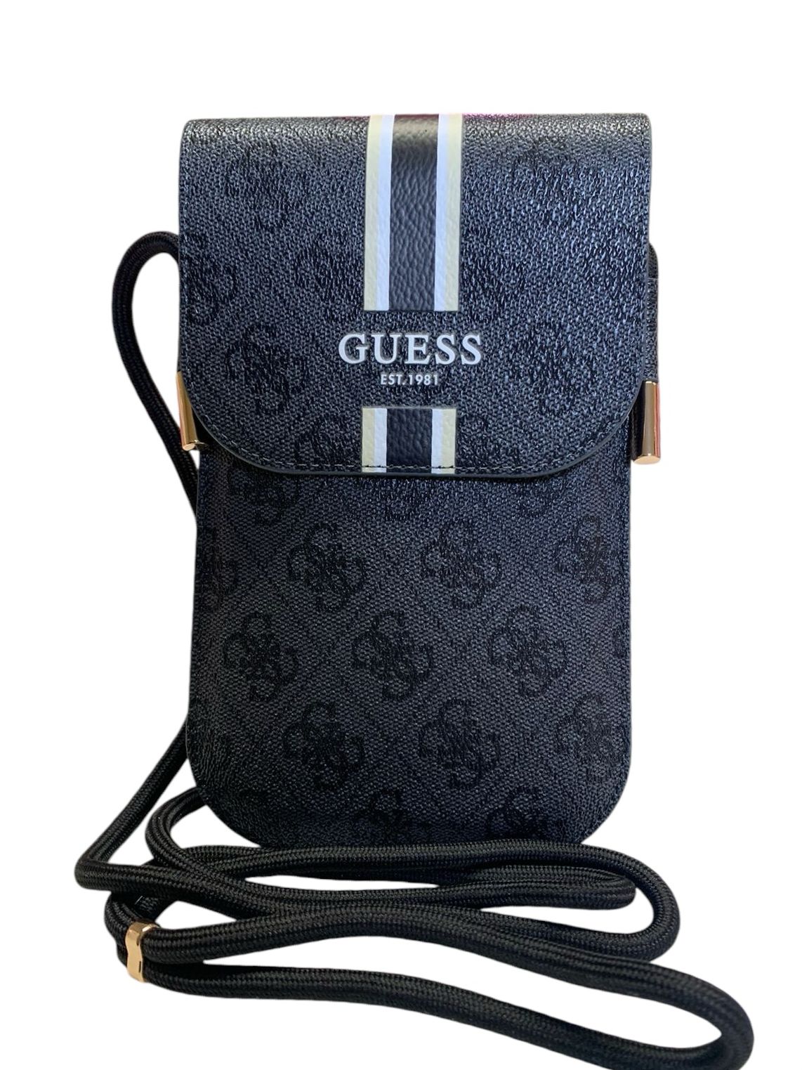 Bolso GUESS universal para celular con diseño compacto y elegante.