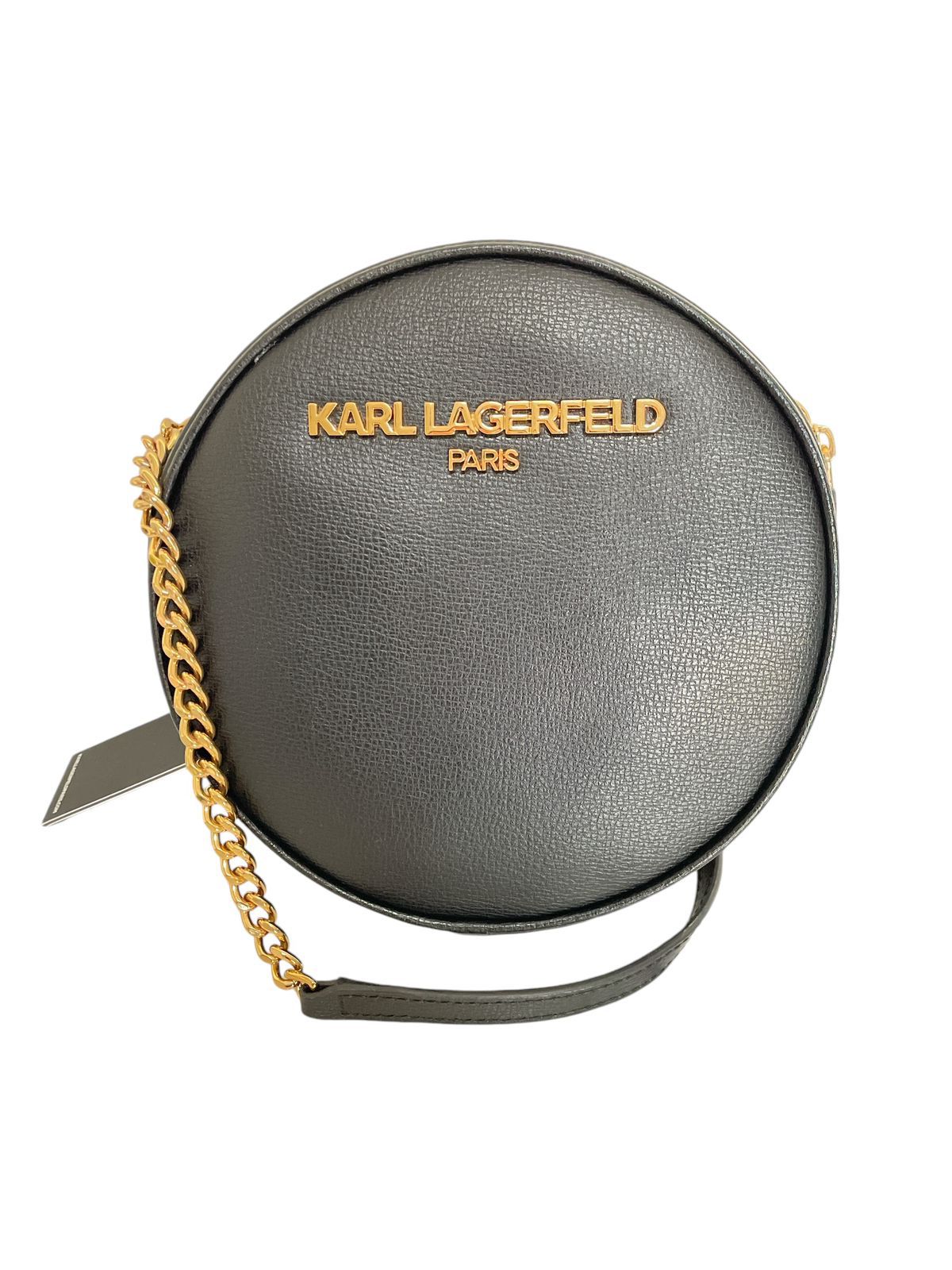 Bolso redondo Karl Lagerfeld negro con diseño sofisticado y moderno.
