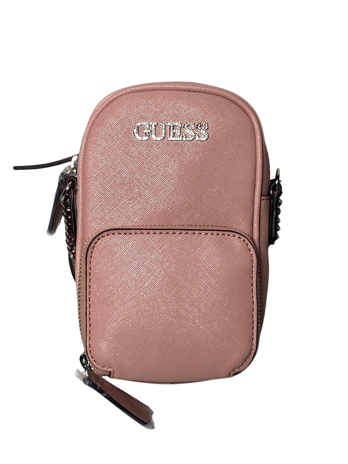 "Crossbody Guess Rosa Compacto con detalles de cadena"